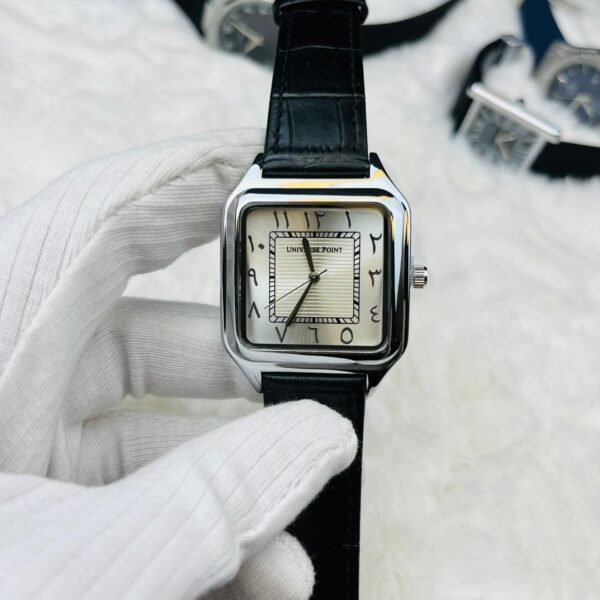 Universe Point 1037 Arabic Dial Silicon Strap Men's Watch - Black White