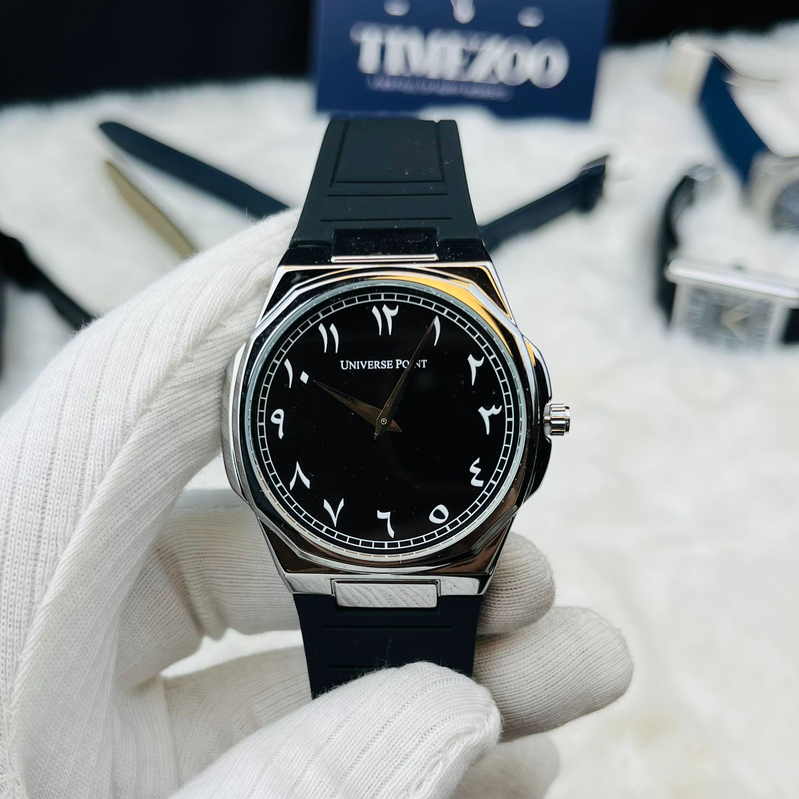 WhatsApp Image 2026-02-19 at 3.12.21 PM Universe Point 7666 Arabic Dial Men's Watch - Silver Black - Image 1